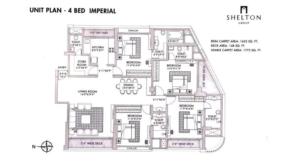 Shelton-Elite-Gallery-4 BHK- Floor-Plan